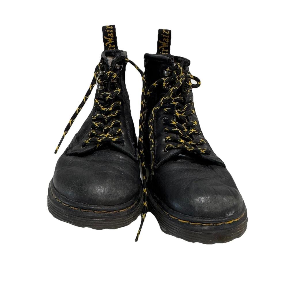 Dr Martens 1460 Panel Boots Girls Black Leather Canvas Plaid Toddler  Zip‎ US 10